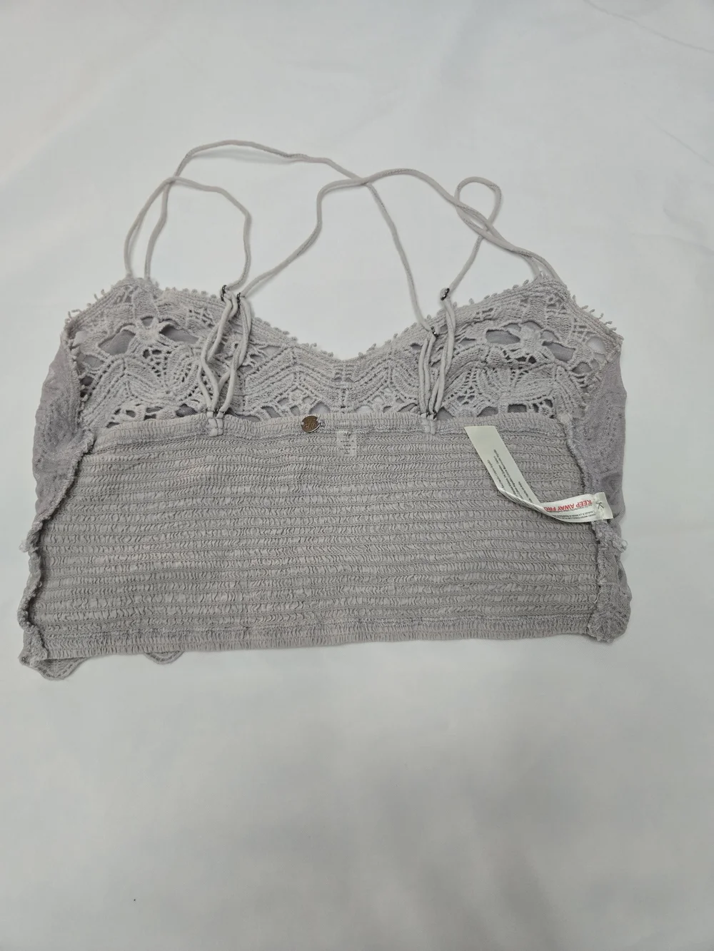 FREE PEOPLE Lace Bralette Crop Top in Light Gray